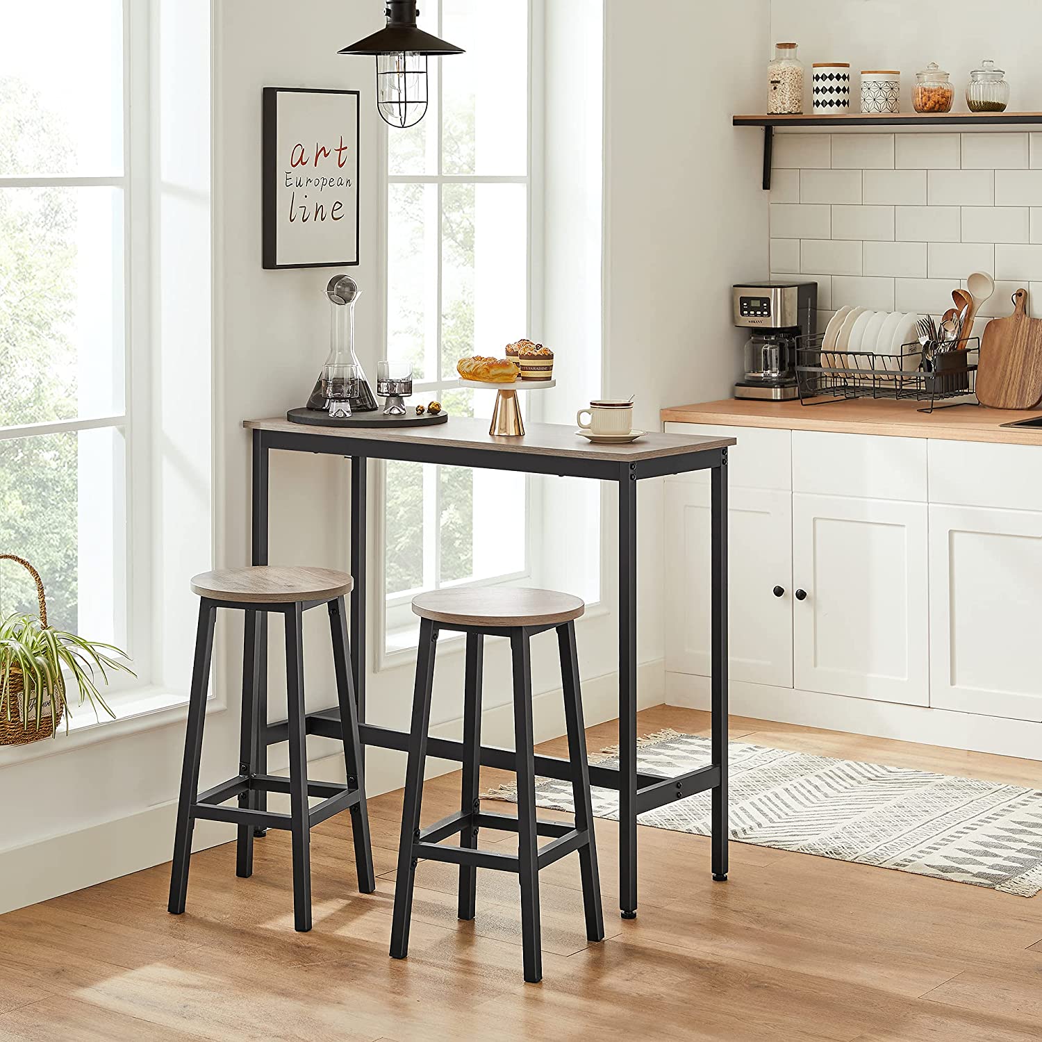 Barkrukken - Set van 2 - Barstoelen - Hoogte 65 cm - Rond - Met stalen frame