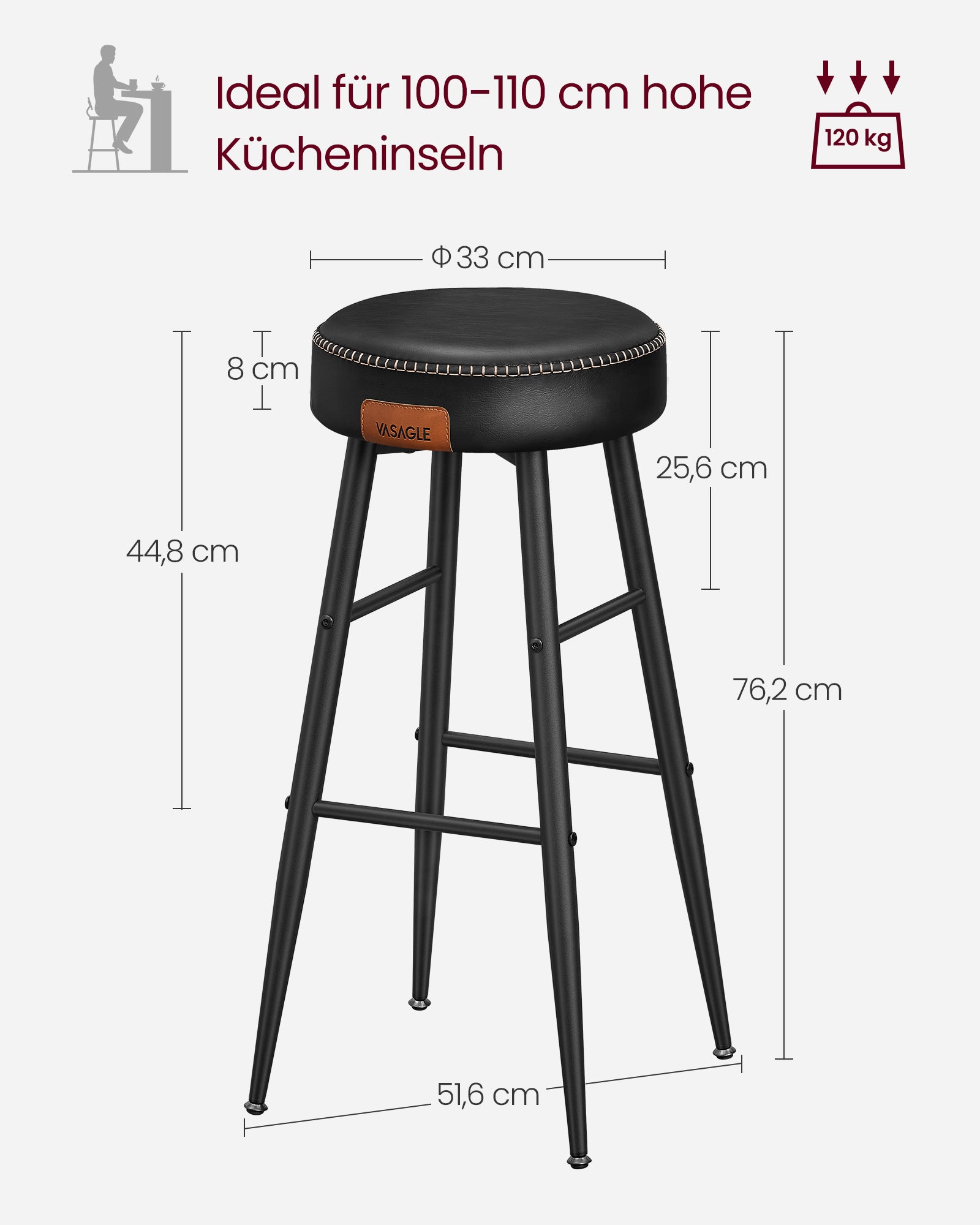 EKHO Collectie – barkruk – set van 2 – basic zwart
