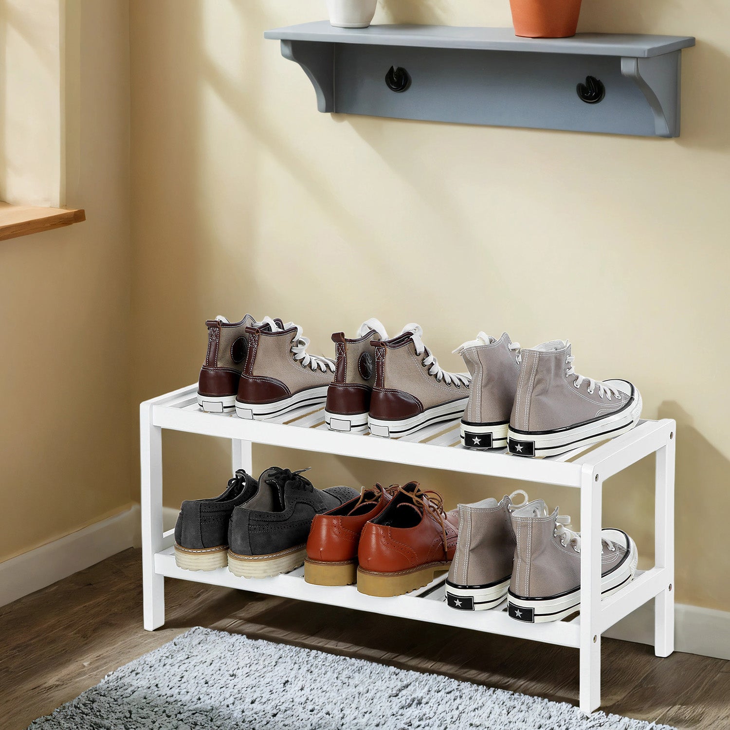 2-laags schoenenrek Bamboe schoenenrek Schoenenorganizer
