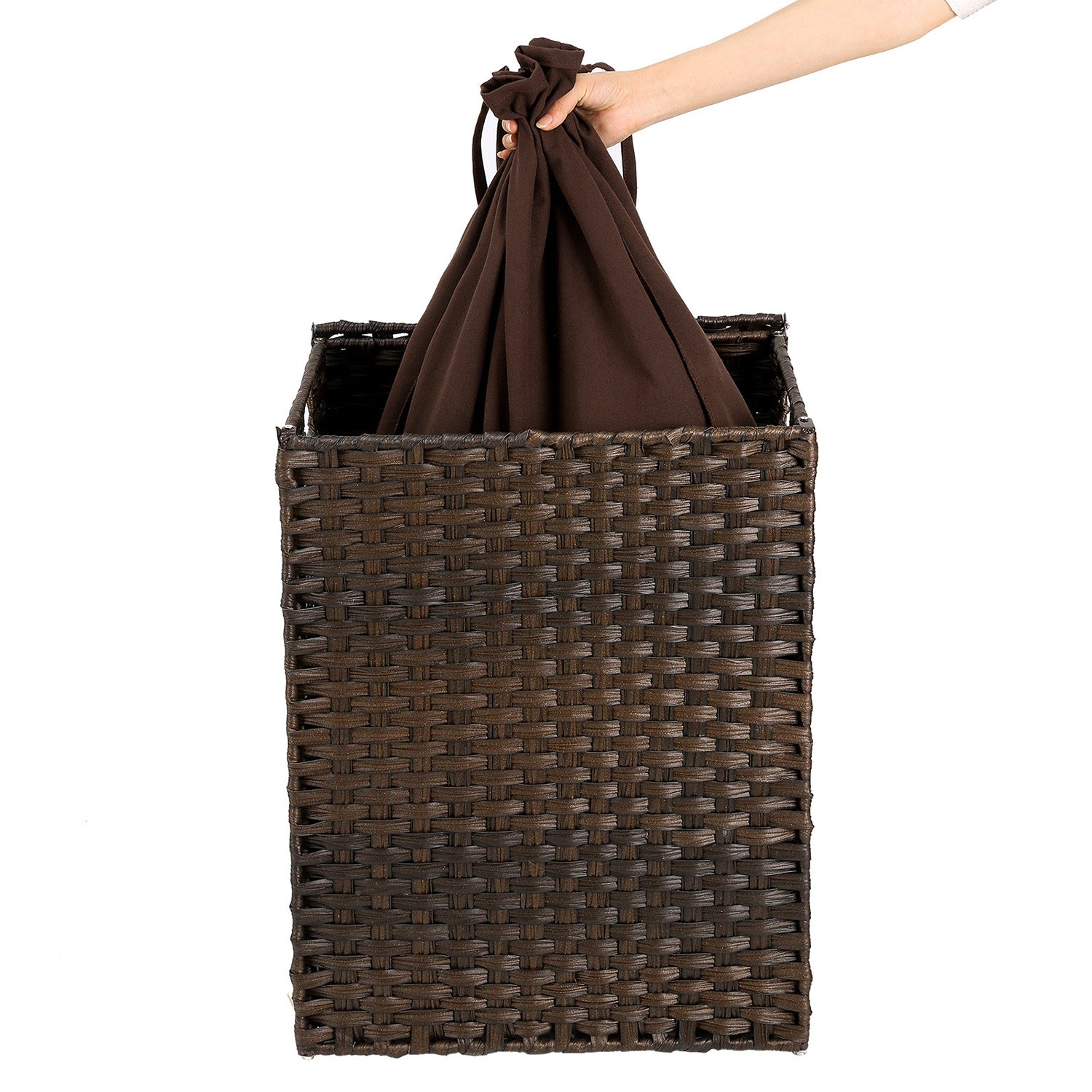 Wasmand – polyrotan – 90 L – bruin
