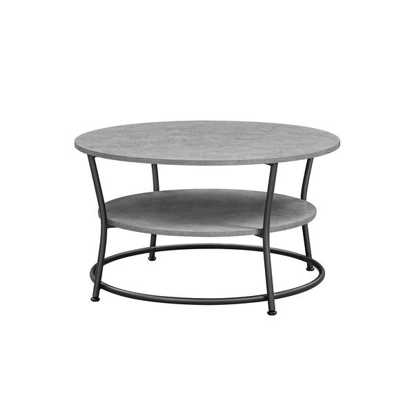 Salontafel – rond – met plank – industrieel design