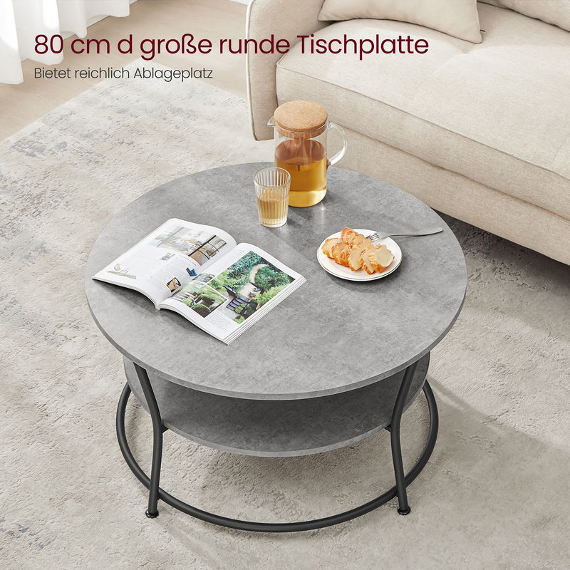 Salontafel – rond – met plank – industrieel design