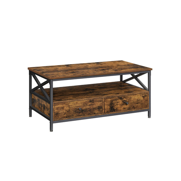 Salontafel - Woonkamertafel - Met 2 laden - 100 x 55 x 45 cm - Bruin
