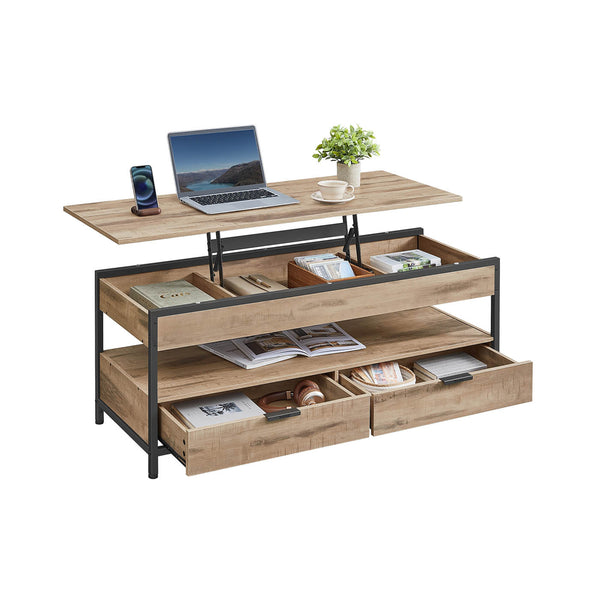 Salontafel met lades 50 x 120 cm camelbruin-inktzwart