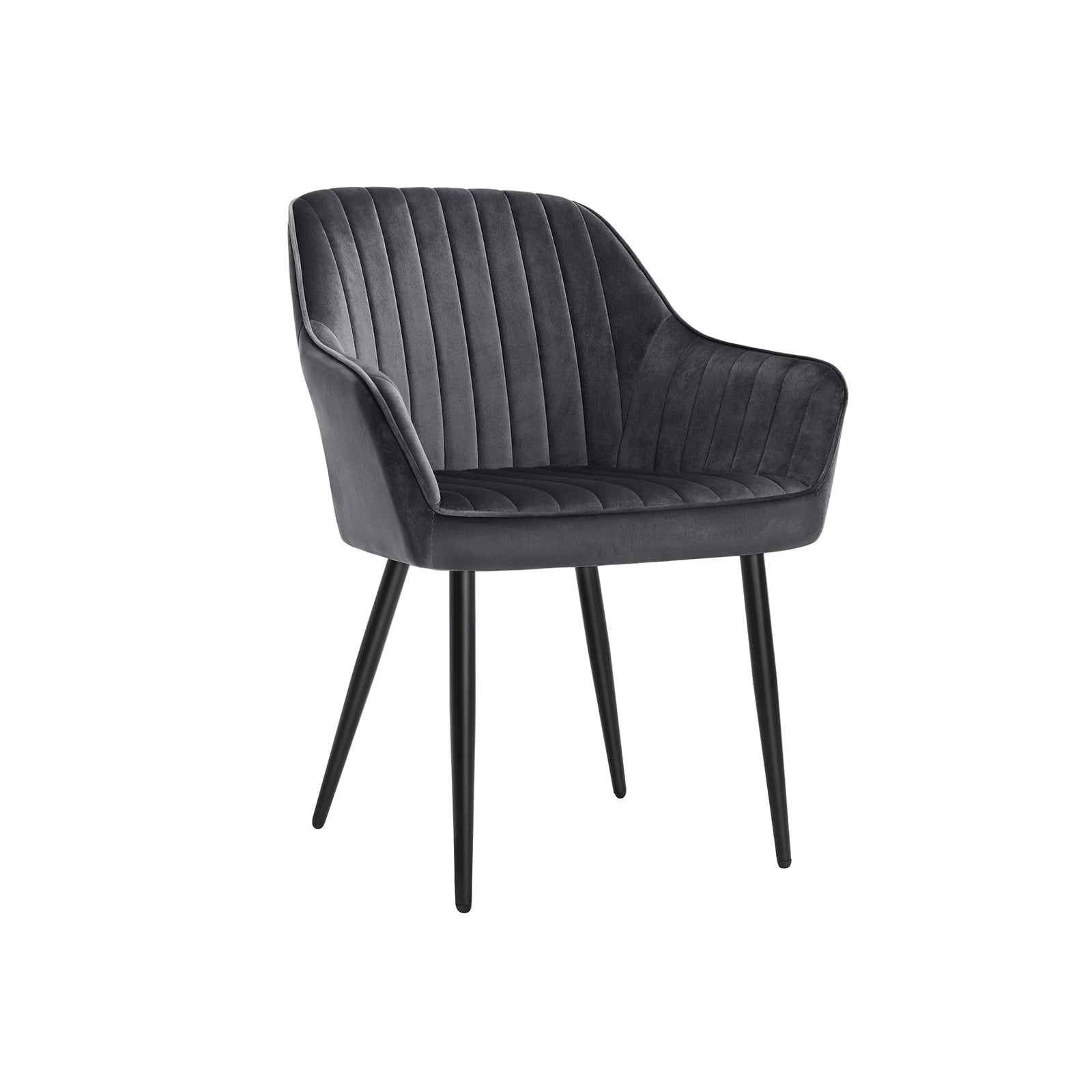 Eetkamerstoel - Fauteuil met armleuningen - Gestoffeerd - Grijs
