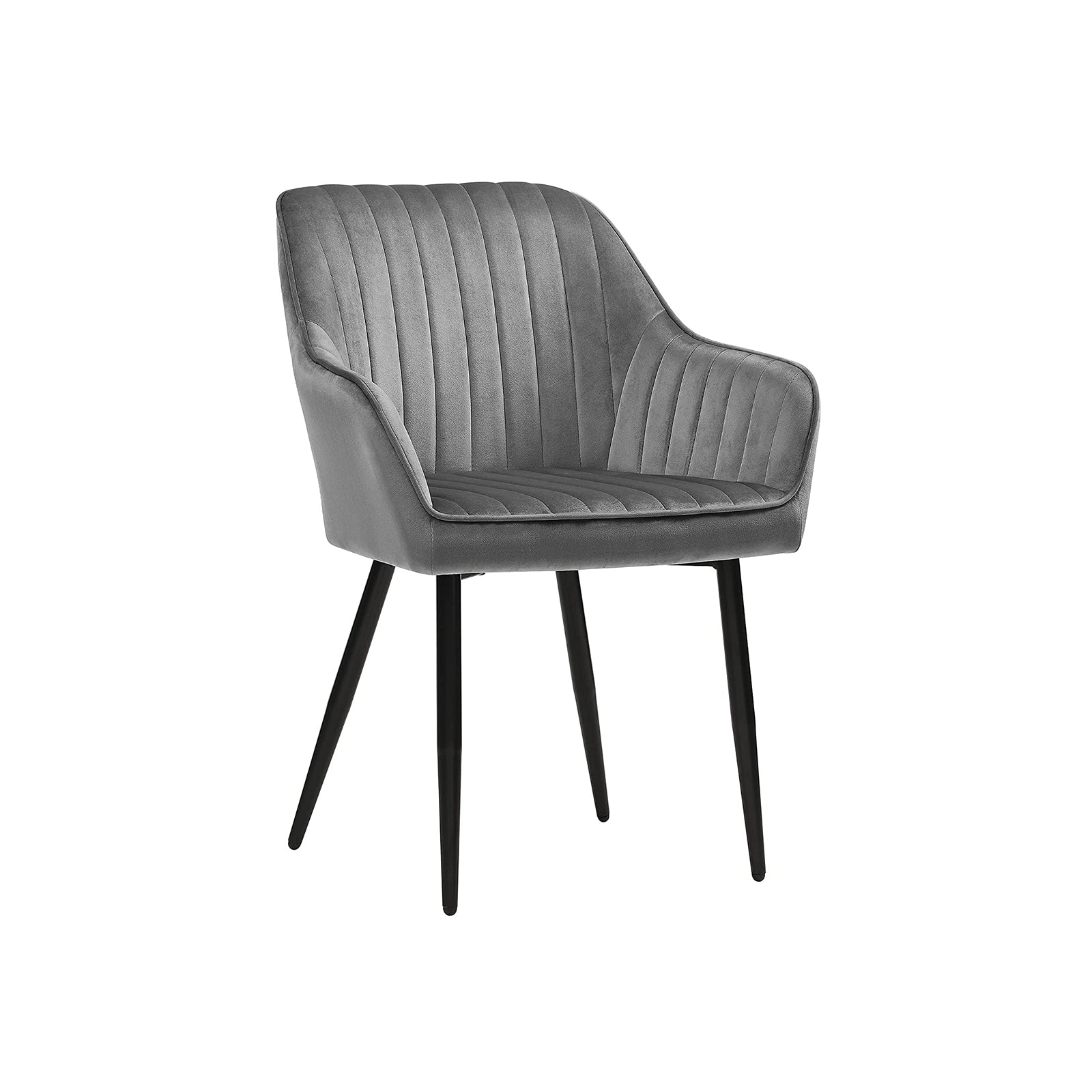Eetkamerstoel - Fauteuil met armleuningen - Gestoffeerd - Grijs