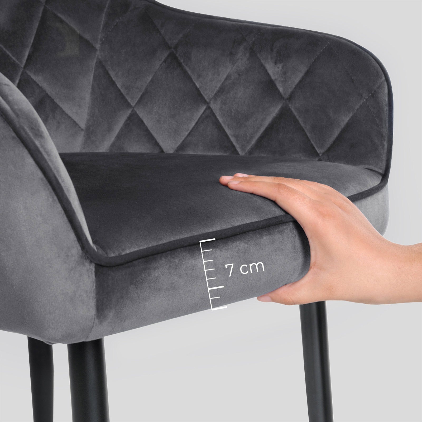 Eetkamerstoel - Set van 2 - Stoelen van suède - Grijs