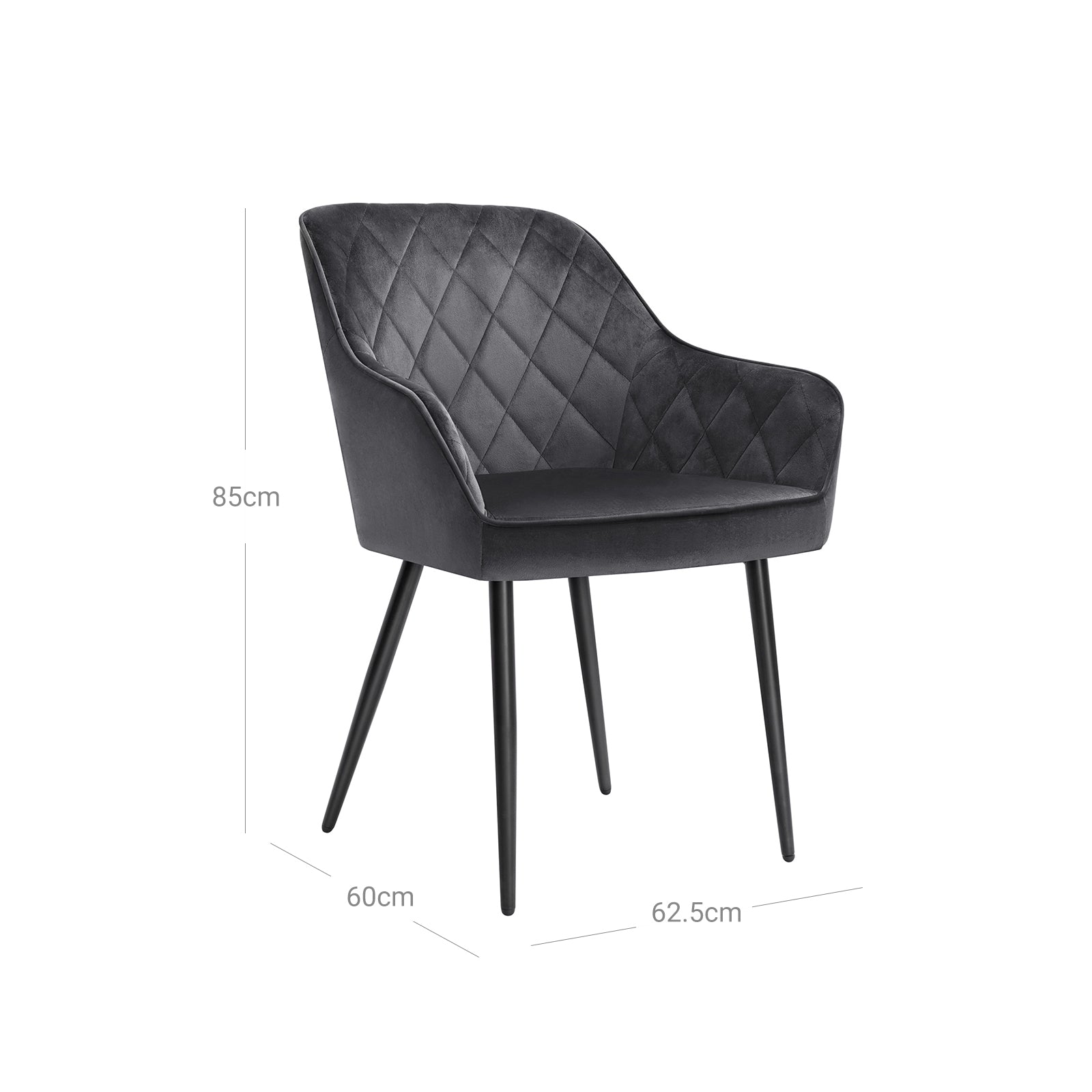 Eetkamerstoel - Set van 2 - Stoelen van suède - Grijs