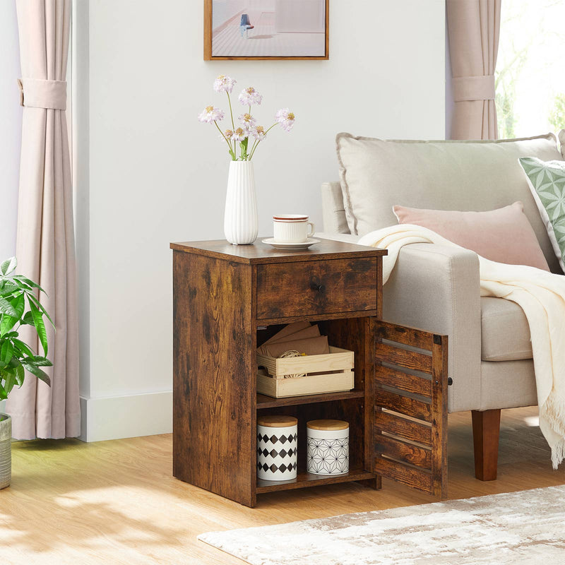 Nachtkastje – met lade – vintage bruin