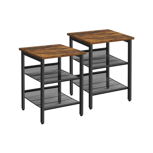 Nachtkastjes – set van 2 – industrieel design – vintage bruin/zwart
