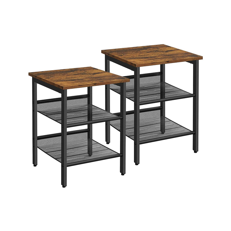 Nachtkastjes – set van 2 – industrieel design – vintage bruin/zwart