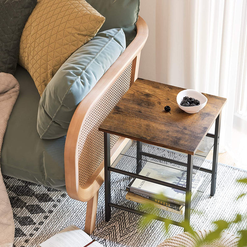 Nachtkastjes – set van 2 – industrieel design – vintage bruin/zwart