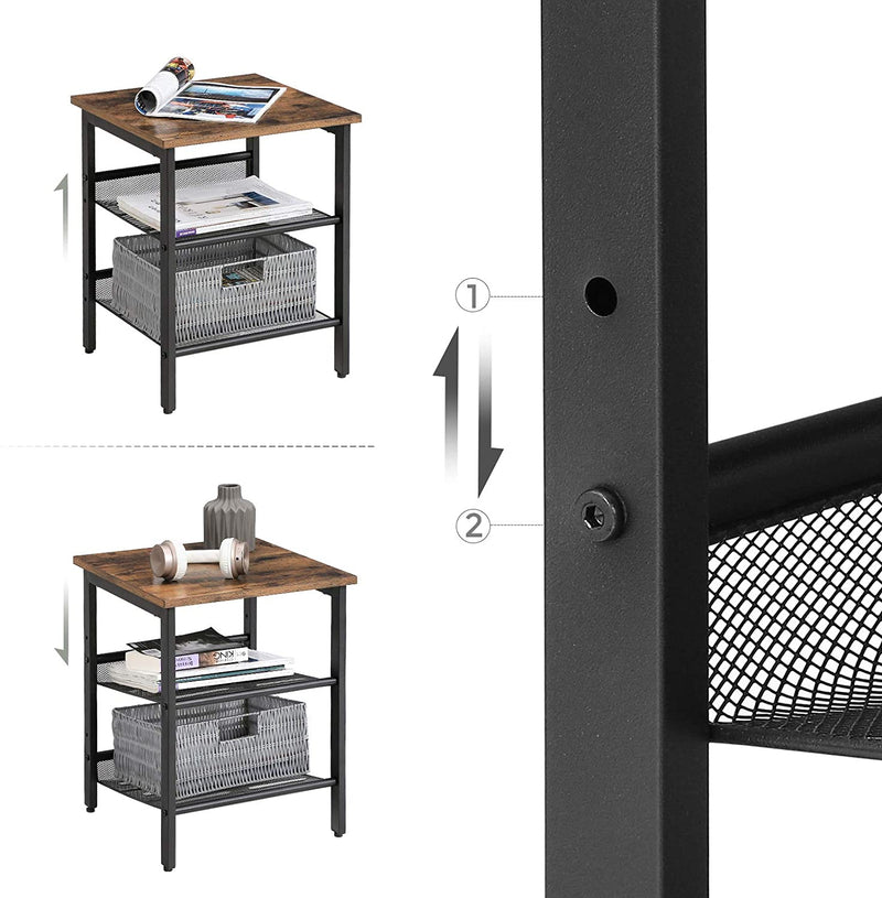 Nachtkastjes – set van 2 – industrieel design – vintage bruin/zwart