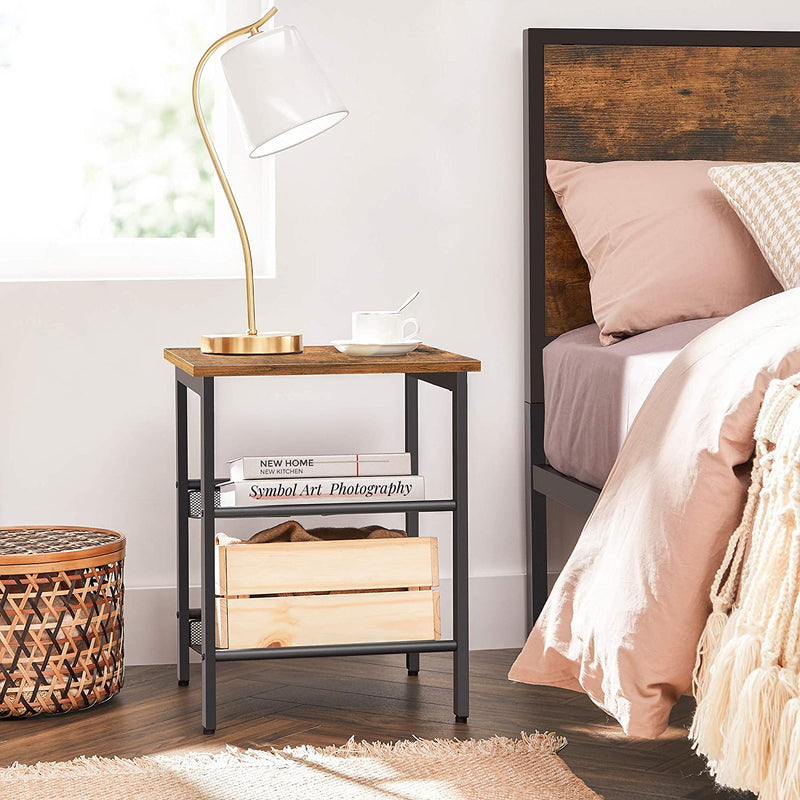 Nachtkastjes – set van 2 – industrieel design – vintage bruin/zwart