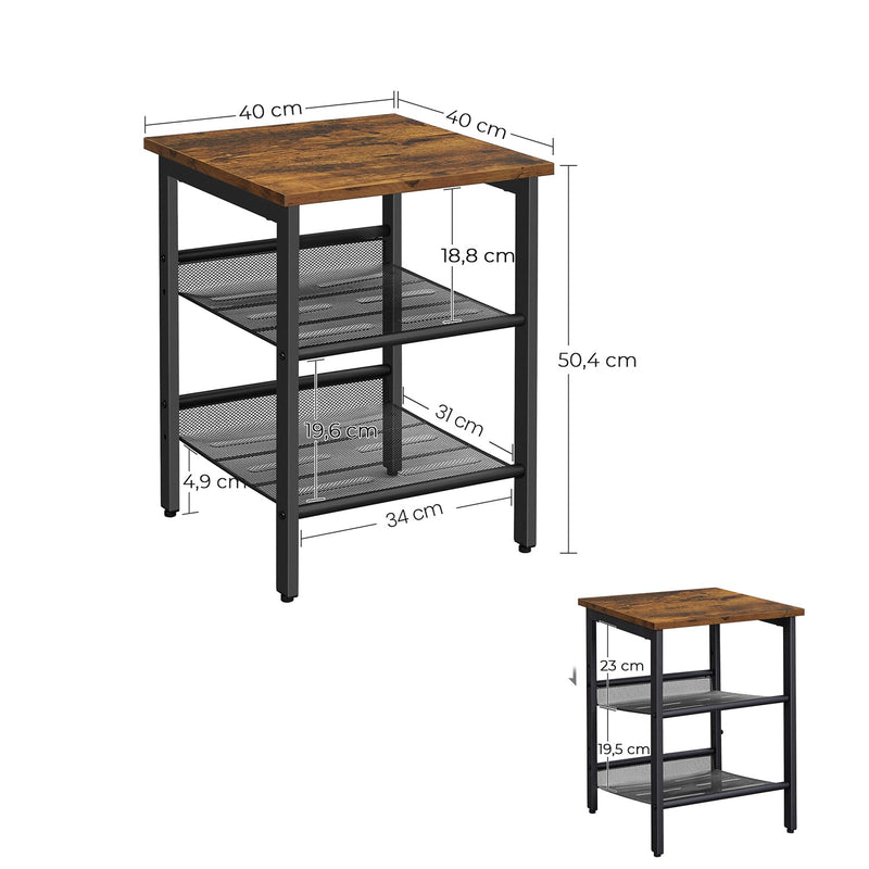 Nachtkastjes – set van 2 – industrieel design – vintage bruin/zwart
