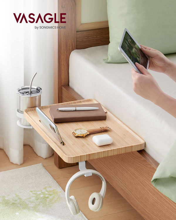 Nachtkastje – hangend – met bekerhouder – naturel beige