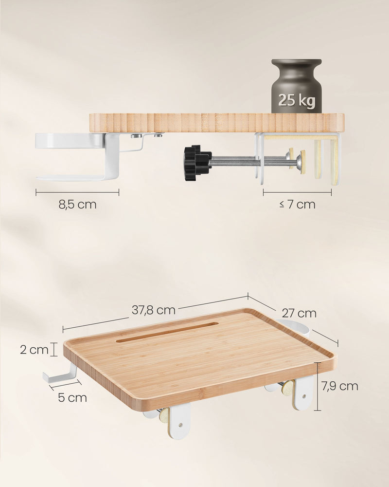 Nachtkastje – hangend – met bekerhouder – naturel beige