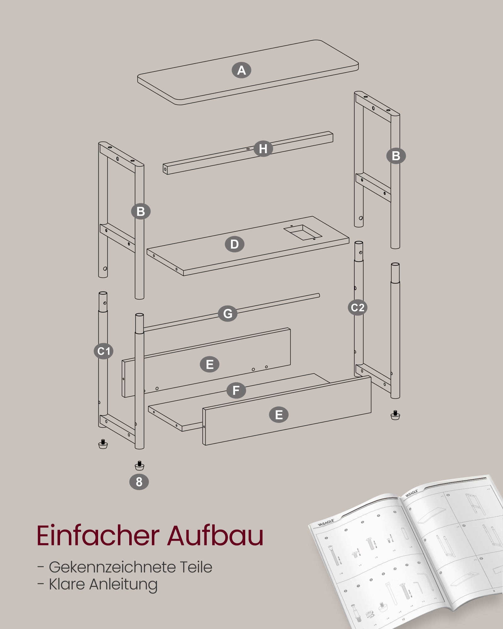 Bijzettafel – met 3 planken – smal – ebbenhout zwart & inktzwart