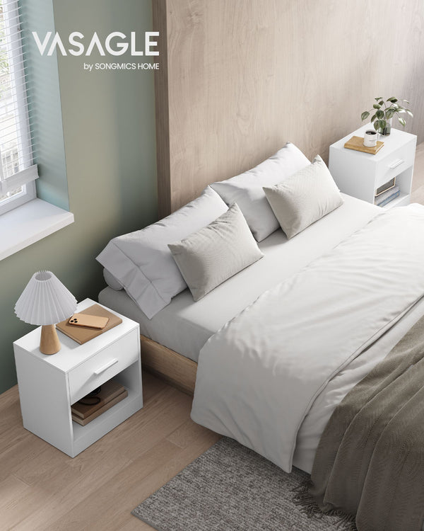 Nachtkastje – set van 2 – naturel beige-klassiek wit
