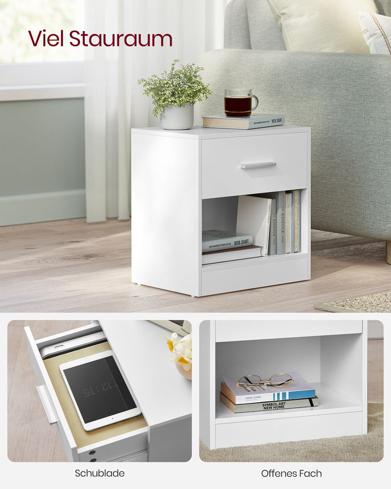 Nachtkastje – set van 2 – naturel beige-klassiek wit