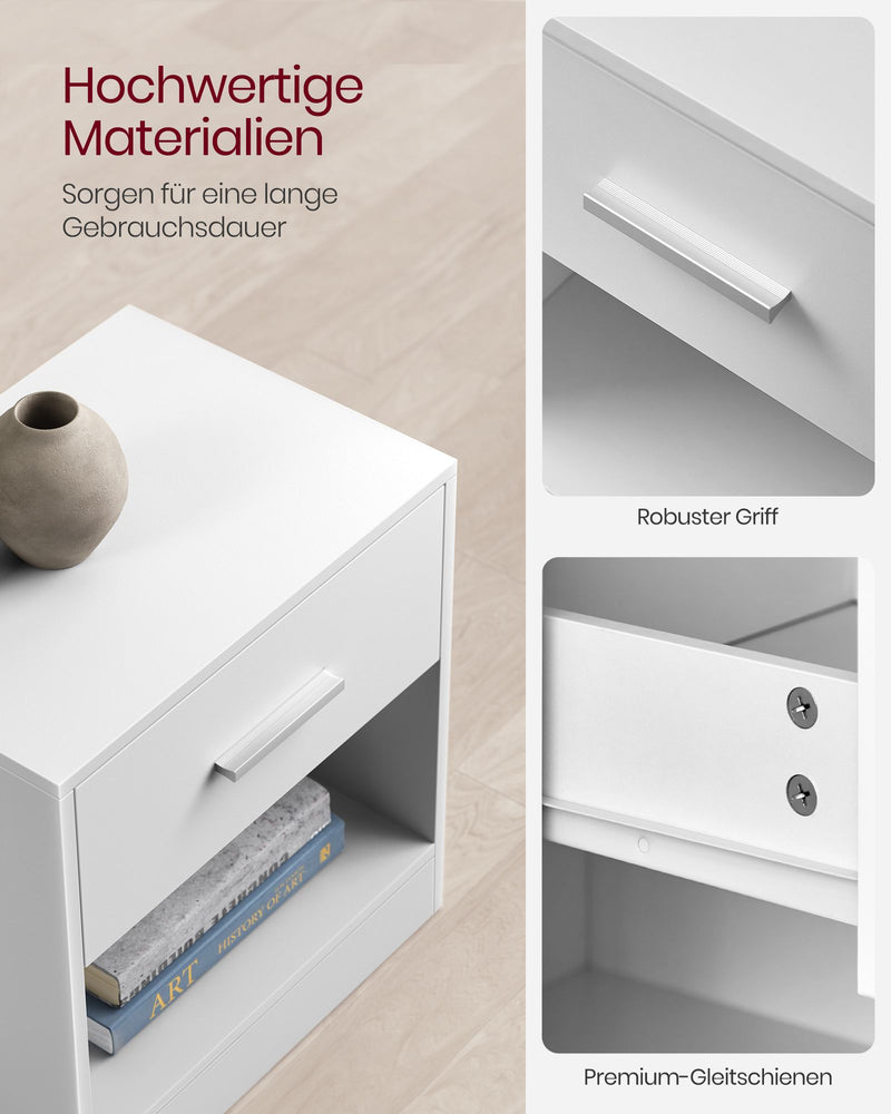 Nachtkastje – set van 2 – naturel beige-klassiek wit