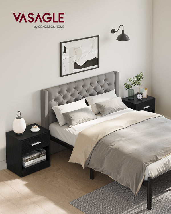 Nachtkastje – set van 2 – naturel beige-klassiek zwart