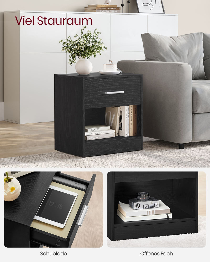 Nachtkastje – set van 2 – naturel beige-klassiek zwart