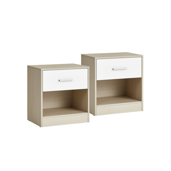 Nachtkastje – set van 2 – naturel beige-naturel beige-klassiek wit