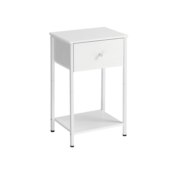 Bijzettafel – met stoffen lade – wit