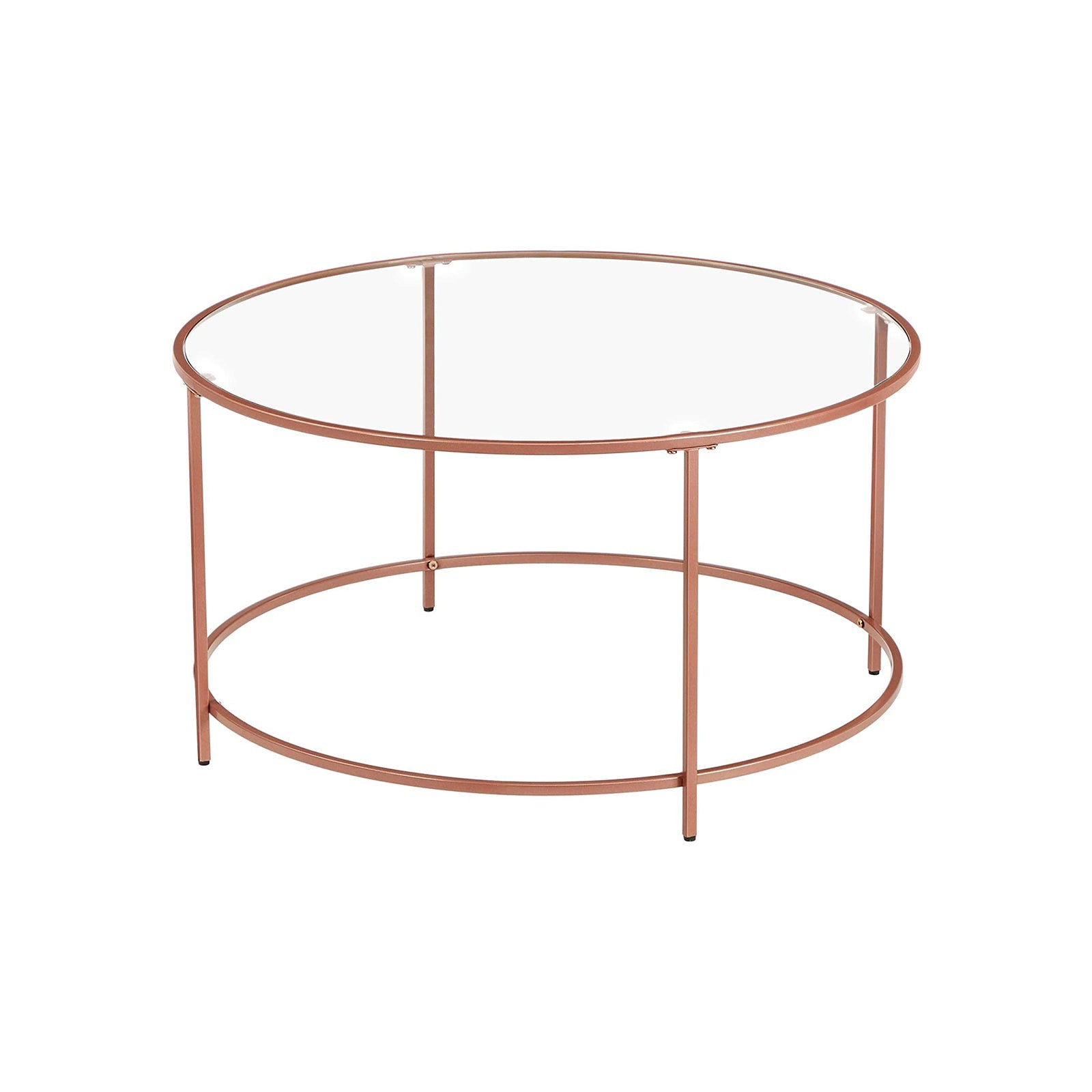 Salontafel - Ronde koffietafel - Bijzettafel met glazen blad - Zwart