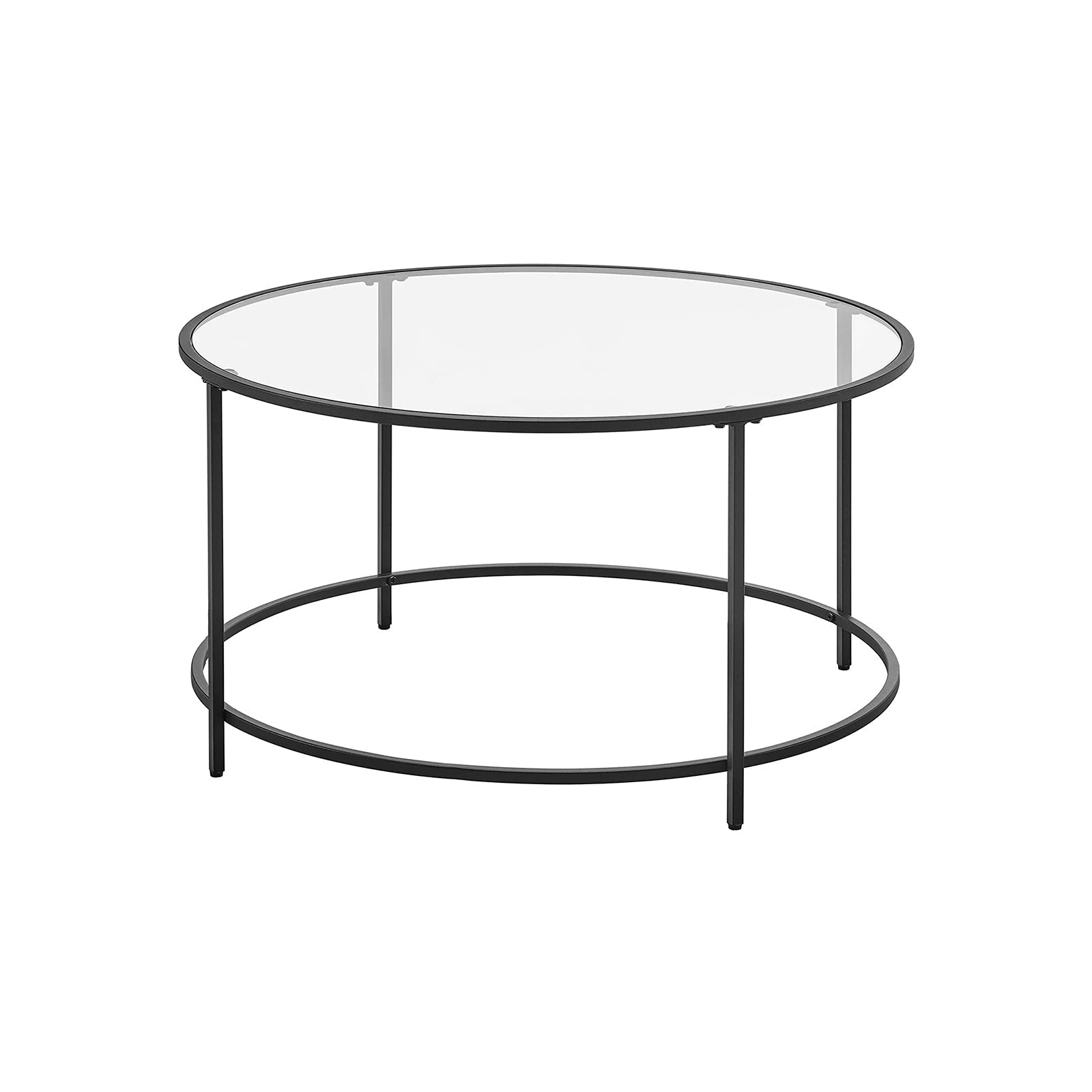 Salontafel - Ronde koffietafel - Bijzettafel met glazen blad - Zwart