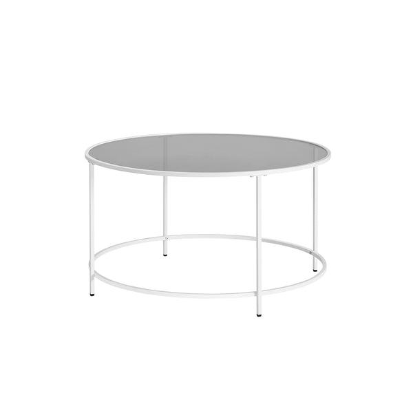 Salontafel – rond – parelwit-leigrijs stalen frame