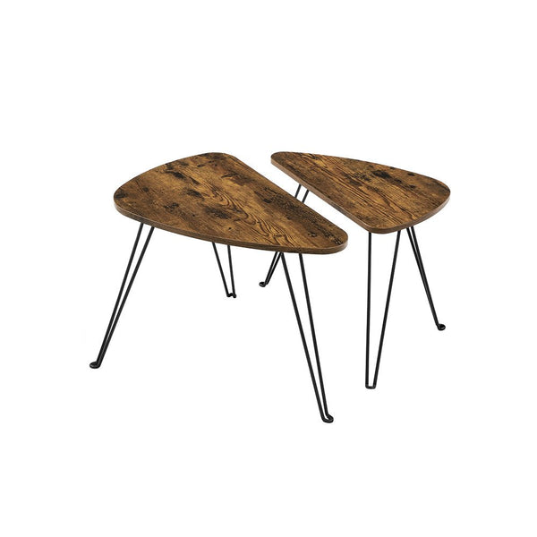 Bijzettafels - Set van 2 - Salontafel - Industrieel design - Bruin/Zwart