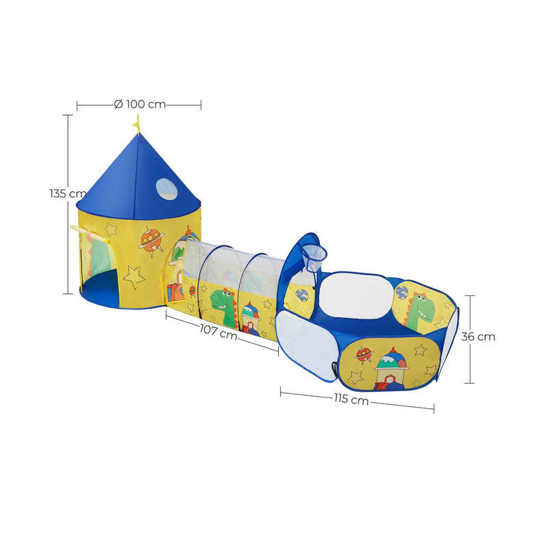 Speeltent - 3-in-1 - Pop-up met tunnel - Ballenbak - Basketbalhoepel - Voor kinderen