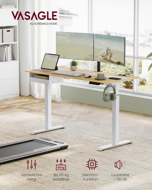 Bureau – met stopcontacten en lade – 60 x 140 cm