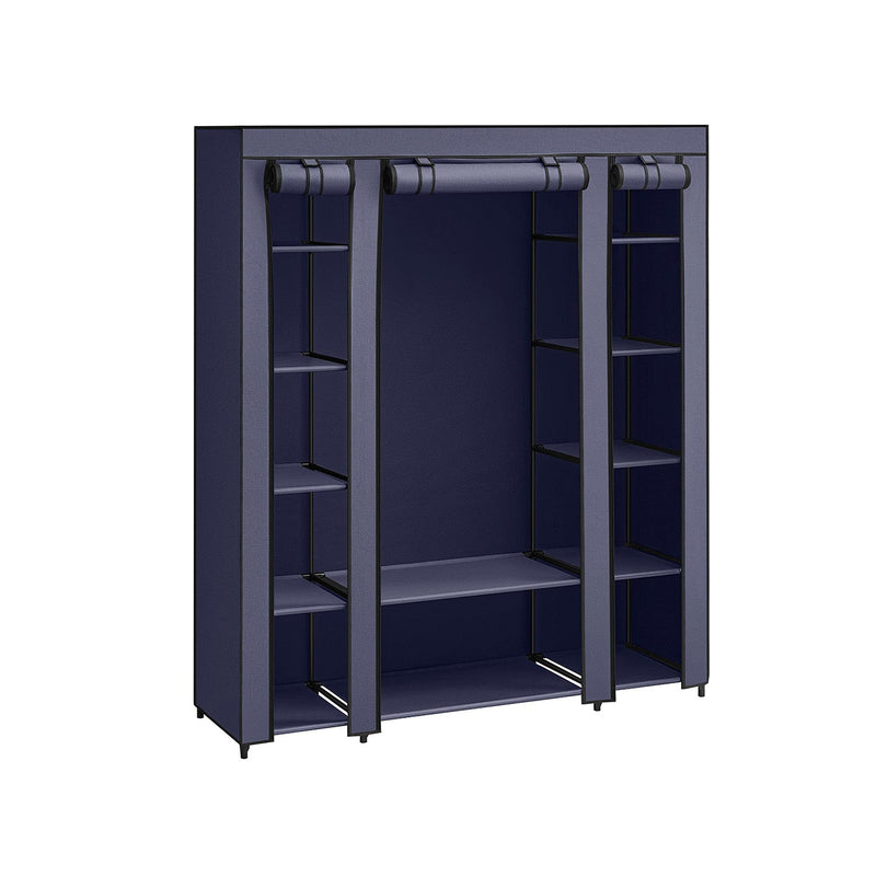 Kledingkast - Opvouwbare kast - Met kledingstang - Metalen frame - Stoffen buitenkant - Blauw
