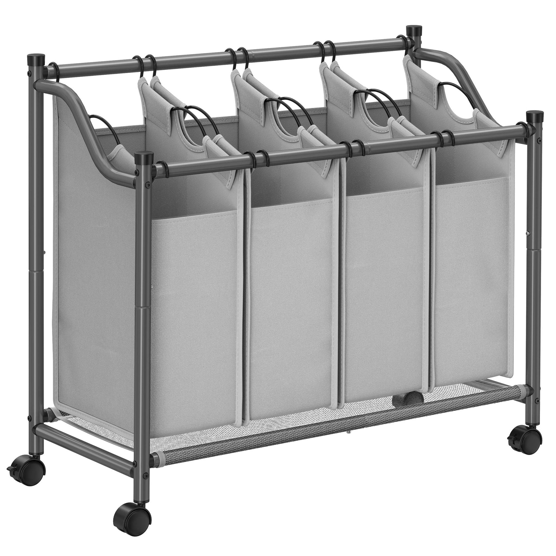 Wasmand op wielen - 4 waszakken - 4 x 35 liter - Beige