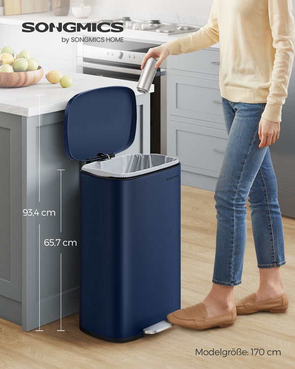 Prullenbak – keuken – voetpedaal – staal – blauw