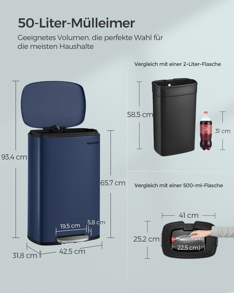 Prullenbak – keuken – voetpedaal – staal – blauw