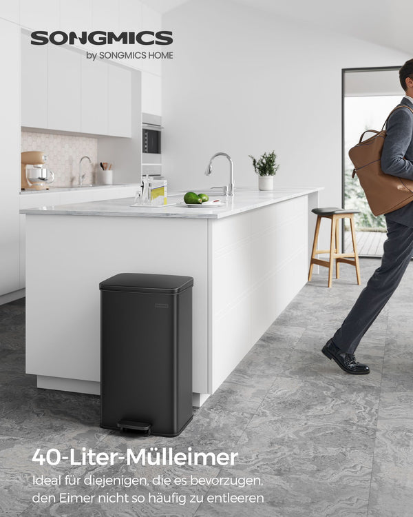 Keukenprullenbak – 40 liter – pedaalprullenbak – zwart