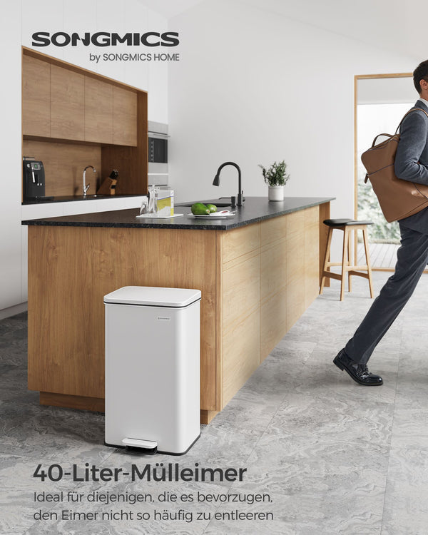 Keukenprullenbak – 40 liter – pedaalprullenbak – wit