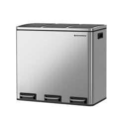 Vuilnisbak - Afvalscheiding - 3 binnenemmers - 54 liter - Zilver