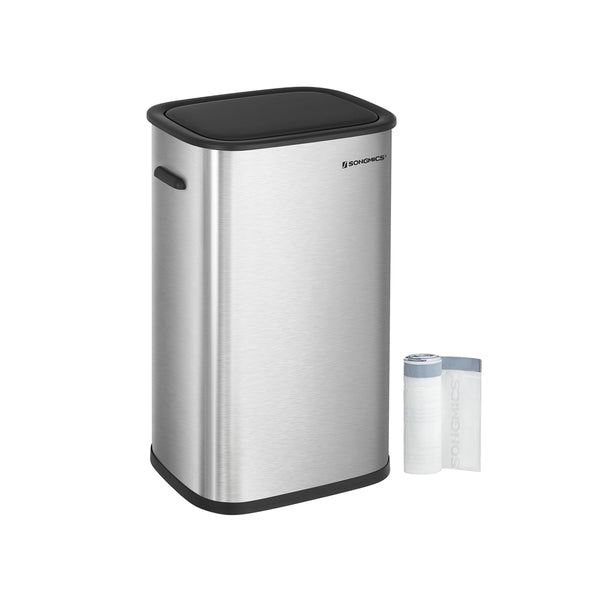 Vuilnisbak – 50 liter – met sensor – zilver RVS