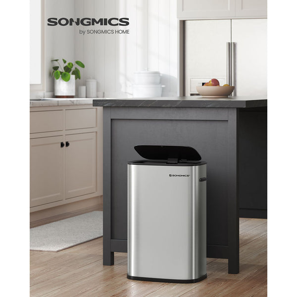 Vuilnisbak – 50 liter – met sensor – zilver RVS