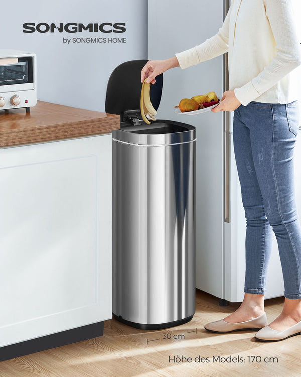 Vuilnisbak – met bewegingssensor – keuken – 50 L – zilver