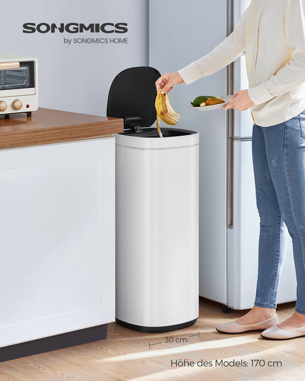 Vuilnisbak – met bewegingssensor – keuken – 50 L – wit