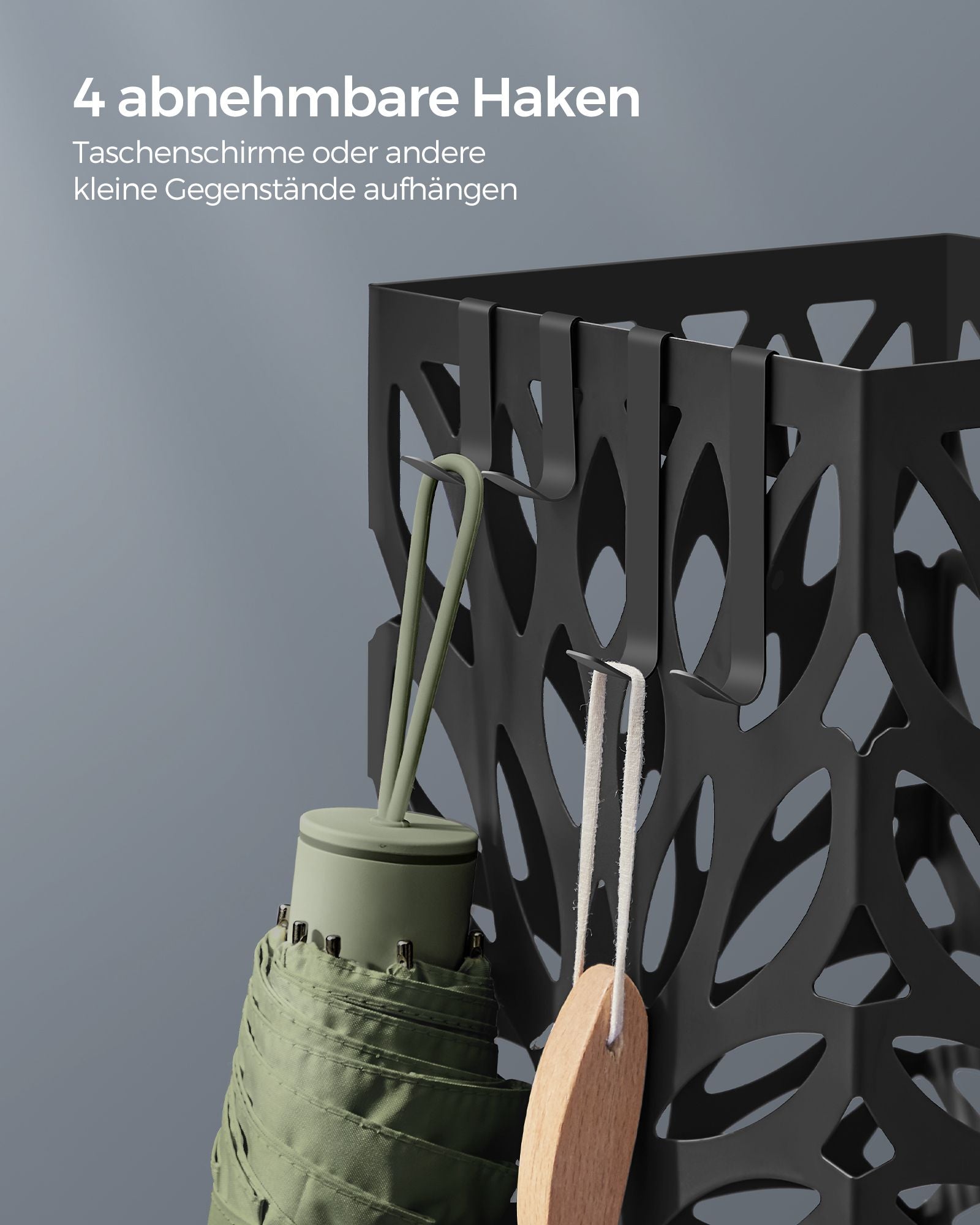 Paraplubak – met 4 zwarte metalen haken