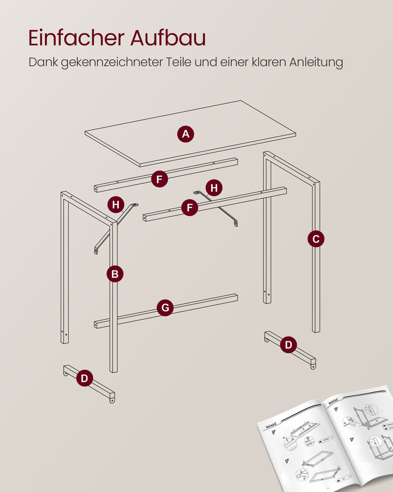 Bureau – metalen frame – 50 x 80 x 76 cm