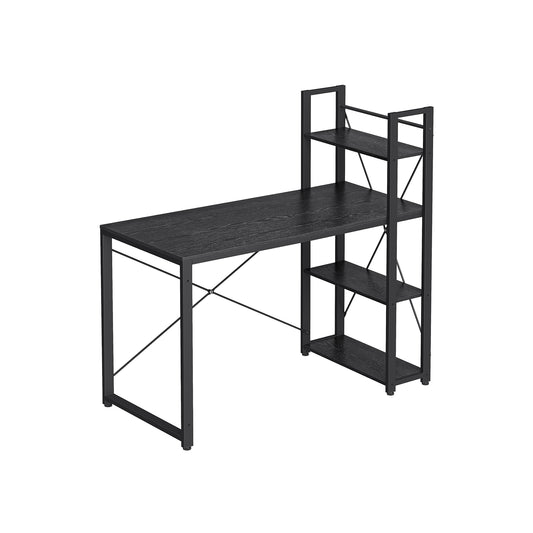 Computerbureau – met planken – eenvoudige constructie – ebbenhoutzwart
