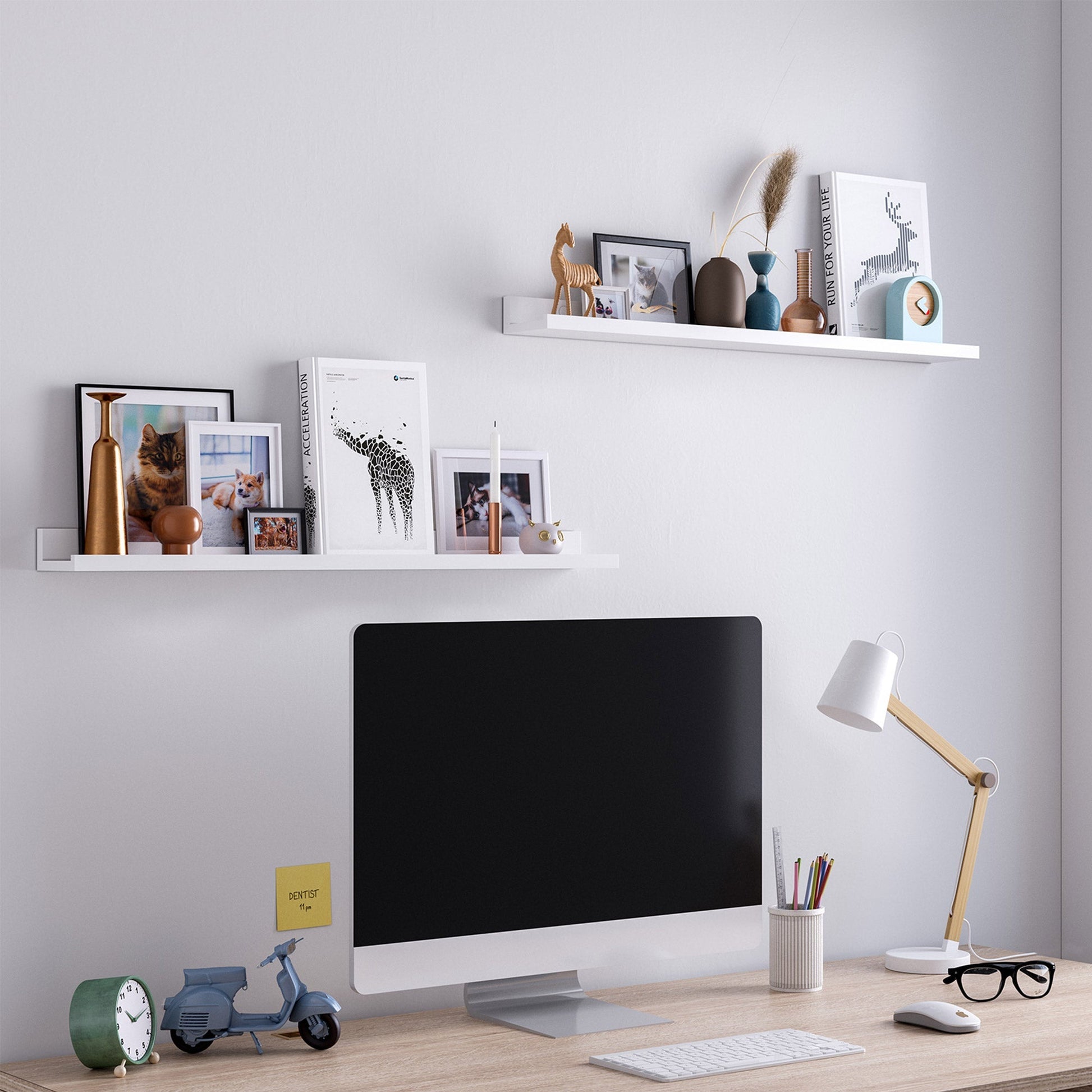 Wandplank - Zwevende planken - Set van 2 - Hoogglans - Wit